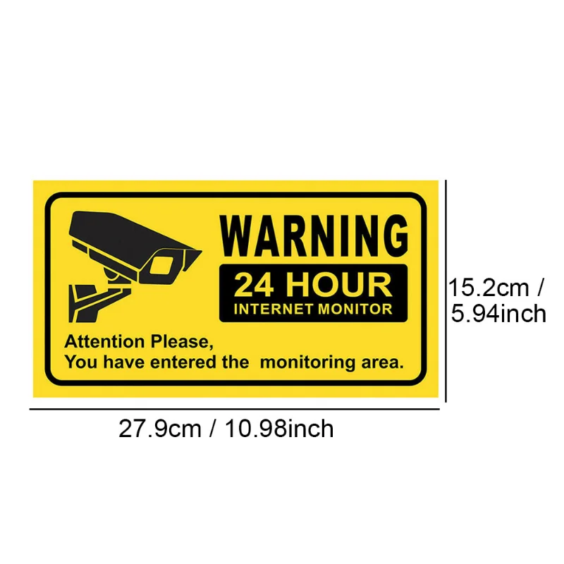 Warning Sticker Waterproof Sunscreen CCTV Video Camera Surveillance Security Stickers Decals Warning Alarm Signs 10X11CM