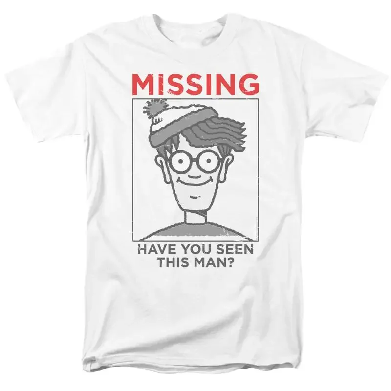 Where's Waldo Missing T Shirt Mens Licensed Cartoon Merchandise White