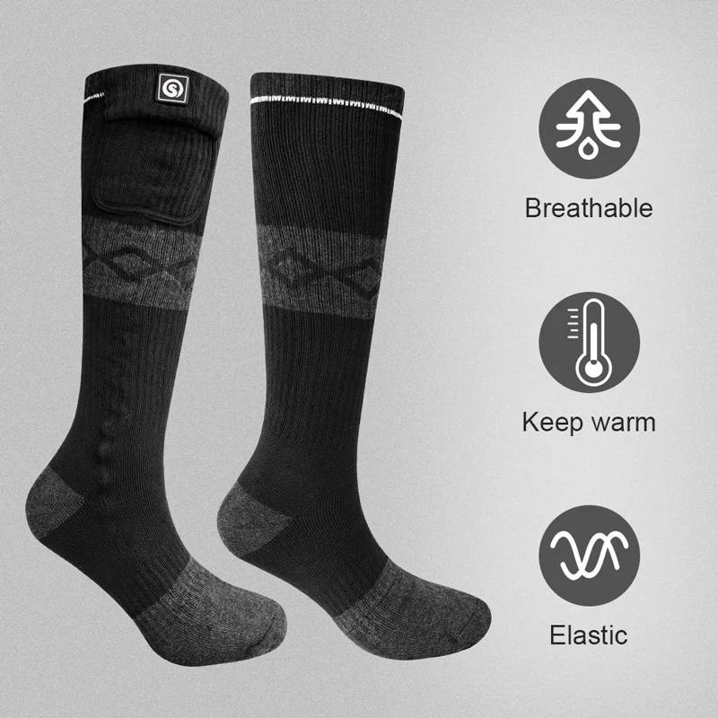 Savior Heat Electric Heated Skiing Socks for Women Men Foot Warmers Electric Rechargable Battery Heating Socks Winter Cold Feet