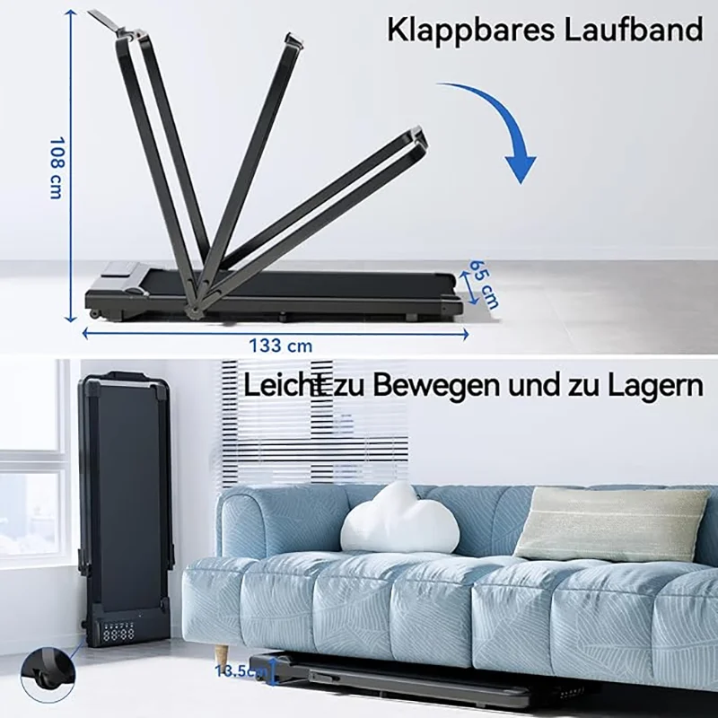 جهاز سير 3 في 1 بسعة 300 رطل، جهاز سير قابل للطي بسعة 3.0 حصان، جهاز تمرين هادئ تحت المكتب للمنزل والمكتب #6