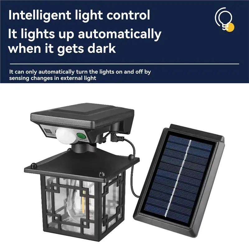 A44Z-Solar Wall Lanterns Outdoor Waterproof Motion Sensor Wall Lights Fence Light With 3Modes Exterior Wall Light JD-1579A
