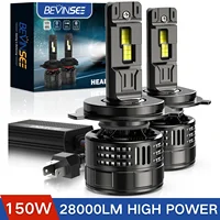 BEVINSEE H4 bombillas de faros LED haz alto/bajo 150W 28000LM CANbus Turbo H7 H11 9012 HIR2 9005 HB3 9006 HB4 lámparas LED automáticas 6000K 12V
