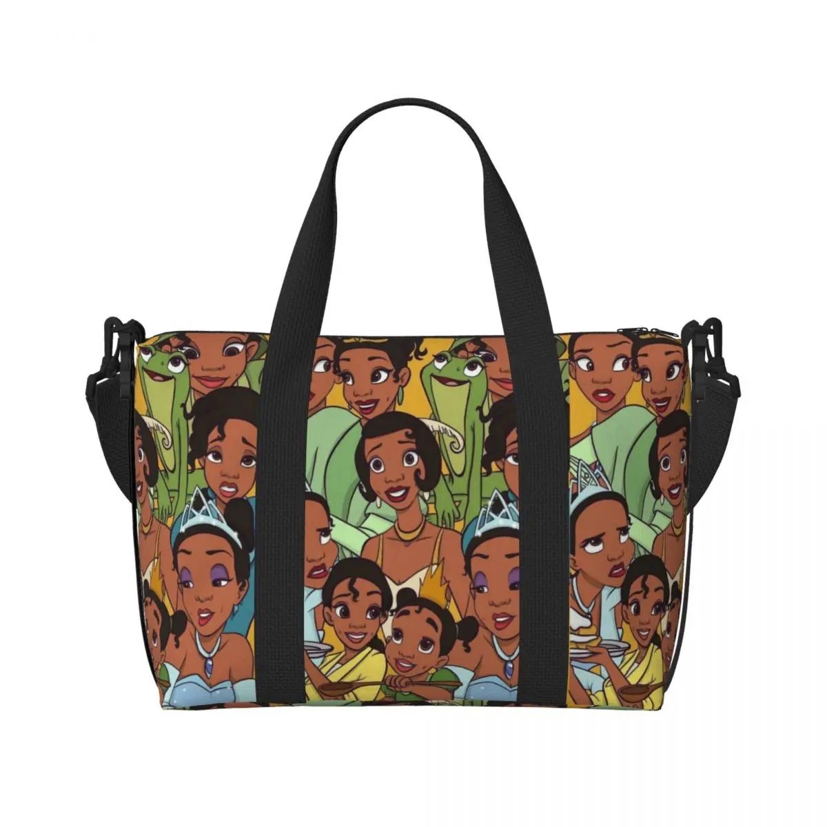 

Пляжная сумка-тоут с принтом «Принцесса и лягушка» для женщин, очень большая, для спортзала, путешествий и шопинга