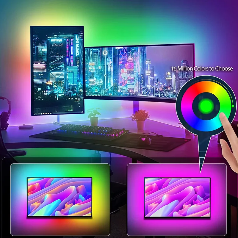 TenKinyo-USB LED Strip Lights com Bluetooth APP, TV Light Strip, Fita flexível da lâmpada, 5V, 5050 Iluminar Música, Controle Inteligente de Voz