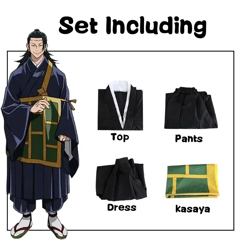 Anime Geto Suguru Cosplay Uniform Jujutsu Kaisen Cosplay Kostüm Geto Suguru Kimono Perücke Halloween Kleidung für Frauen Männer