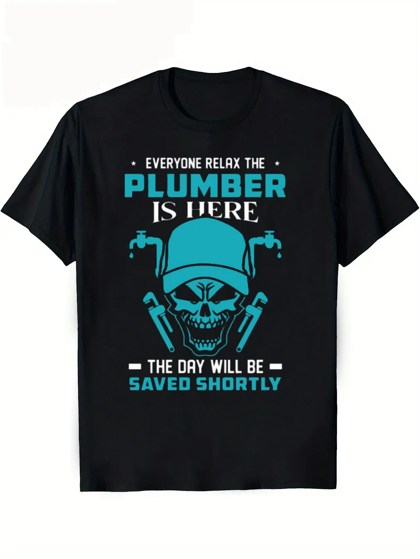 

Мужская футболка с сантехником, юмористический текст, череп, графический повседневный рубашка с короткими рукавами, сантехника, смелая футболка с рисунком, прочная ткань