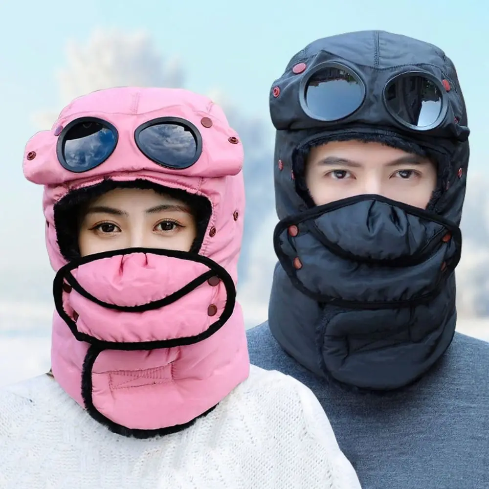 Full Face Head Cover Women Man Winter Warm with Glasses Mask Windproof Beanies Cycling Caps Thermal Trapper Hat