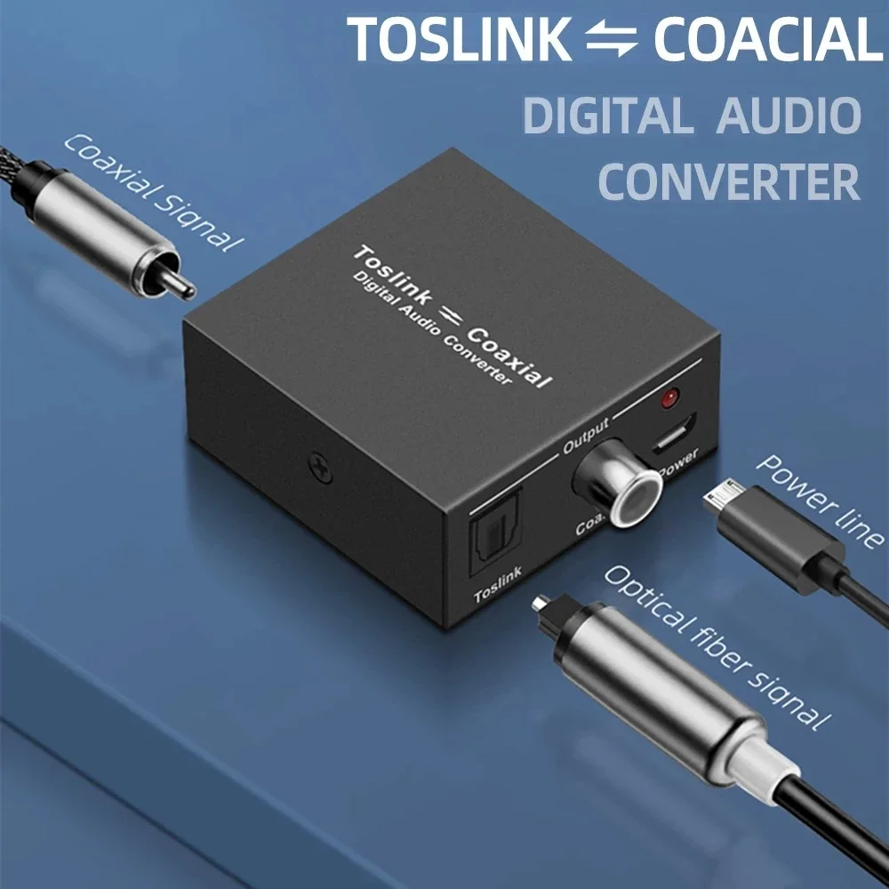 Digital Audio Converter Bi-Directional Digital Coaxial to Optical Converter Optical-to-Coaxial or Coax-to-Optical Audio Adapter