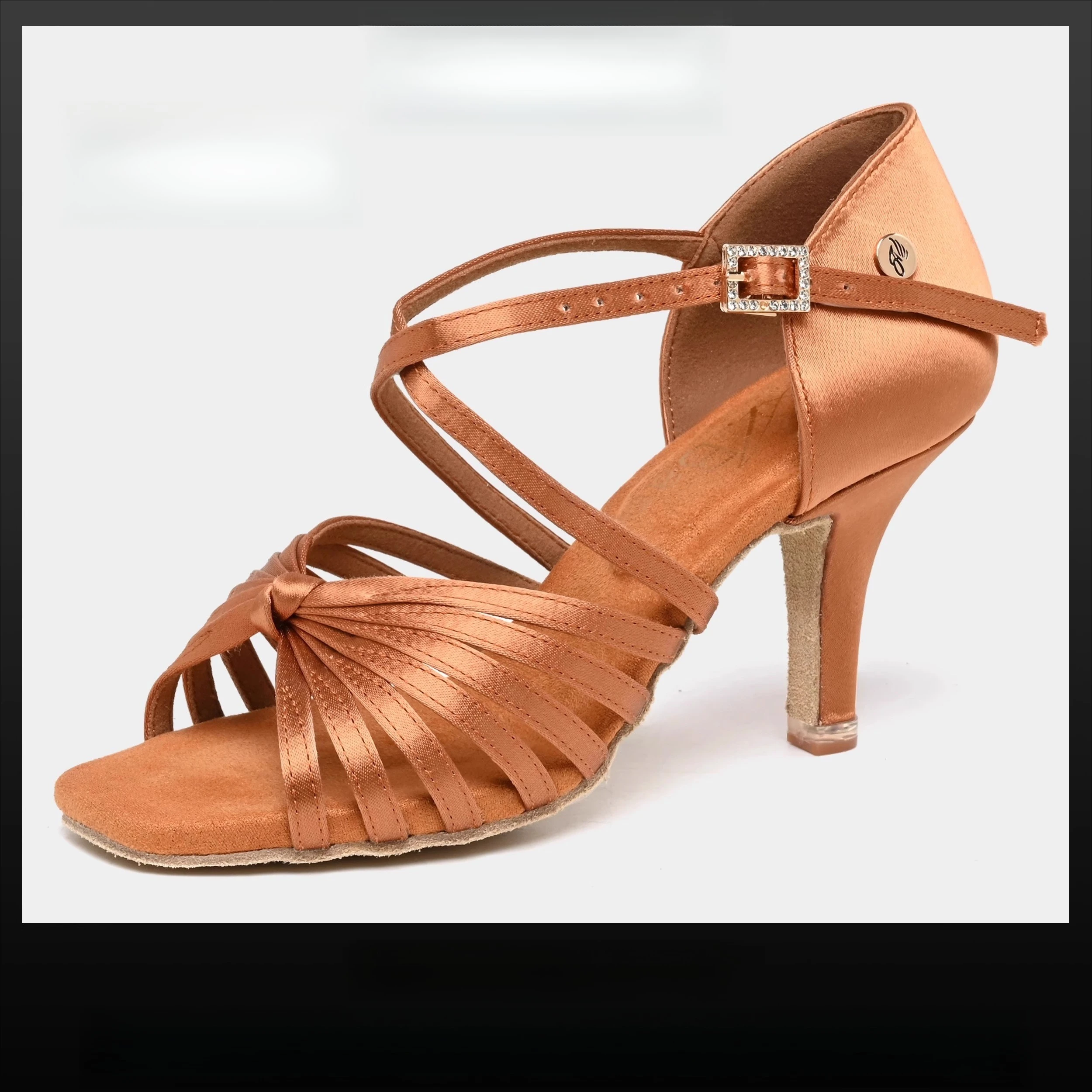 รองเท้าเต้นลาติน Vennystyle - รองเท้าซ้อมเต้นแบบ U-Heel ของแท้สำหรับผู้หญิง พื้นรองเท้าแบบยืดหยุ่น ส้นรองเท้าที่ใส่สบายสำหรับการฝึกซ้อมสอบ