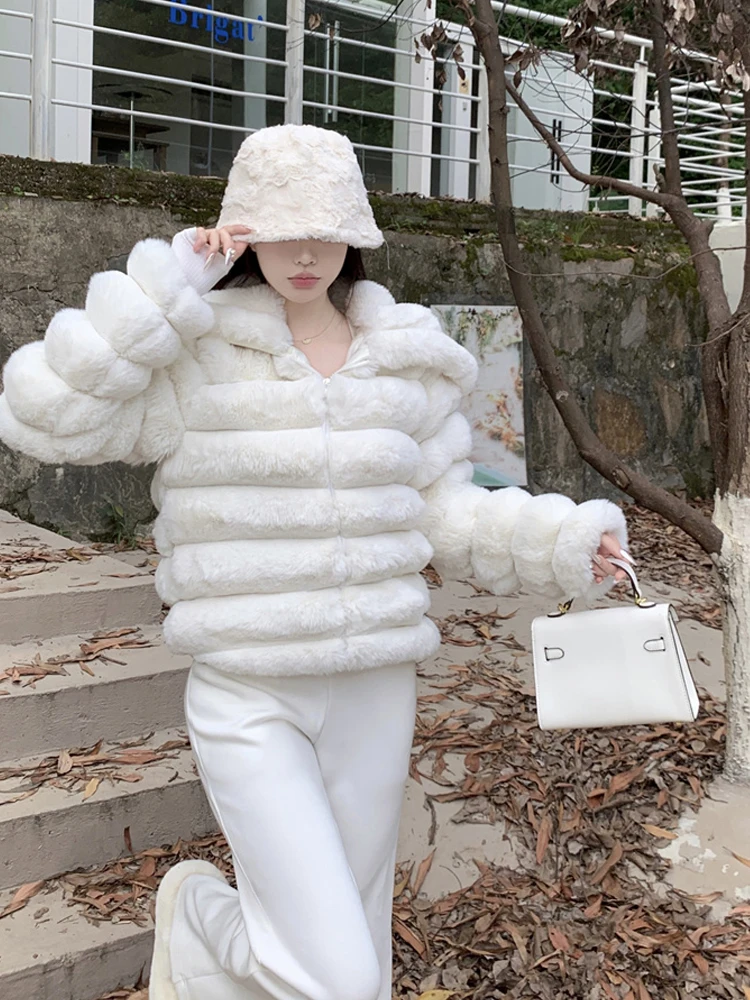 2024 Women Zipper Solid Plush Faux Fur Jacket Winter New Korean  Temperament Simplicity Casual Advanced Sense Warm Short Coat