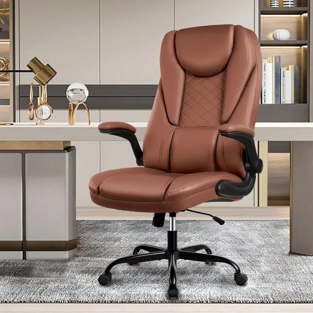 Executive Office Chair Big and Tall with Flip-Up Arms High Back Desk Chair Leather Chair with Lumbar Support,Office Chairs