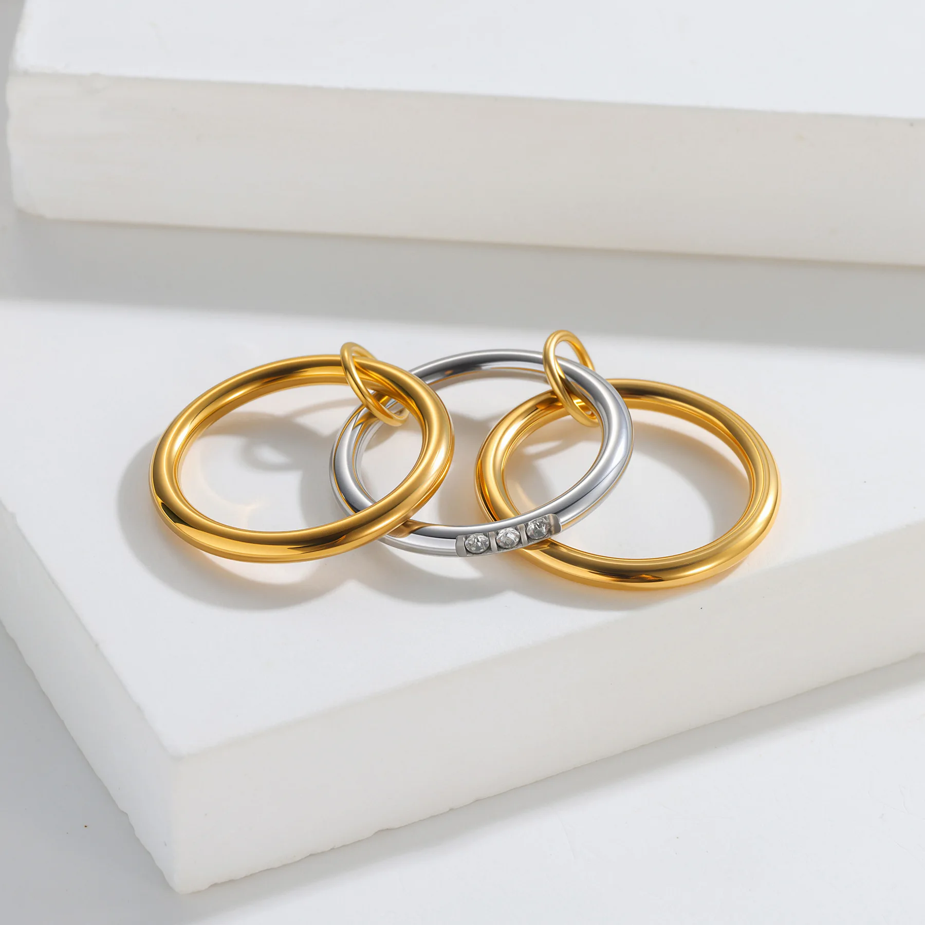 التراص خواتم الفرقة الخطوبة للنساء عادي مايكرو معبد 5A تشيكوسلوفاكيا مزيج اللون متعدد قطع كومة مجوهرات كاملة الأصابع