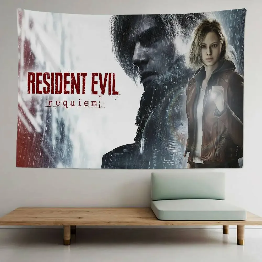 Survival Horror Game R-Resident E-Evil Anime Tapestry Hippie Flower Wall Carpets Dorm Decor Wall Hanging Home Decor
