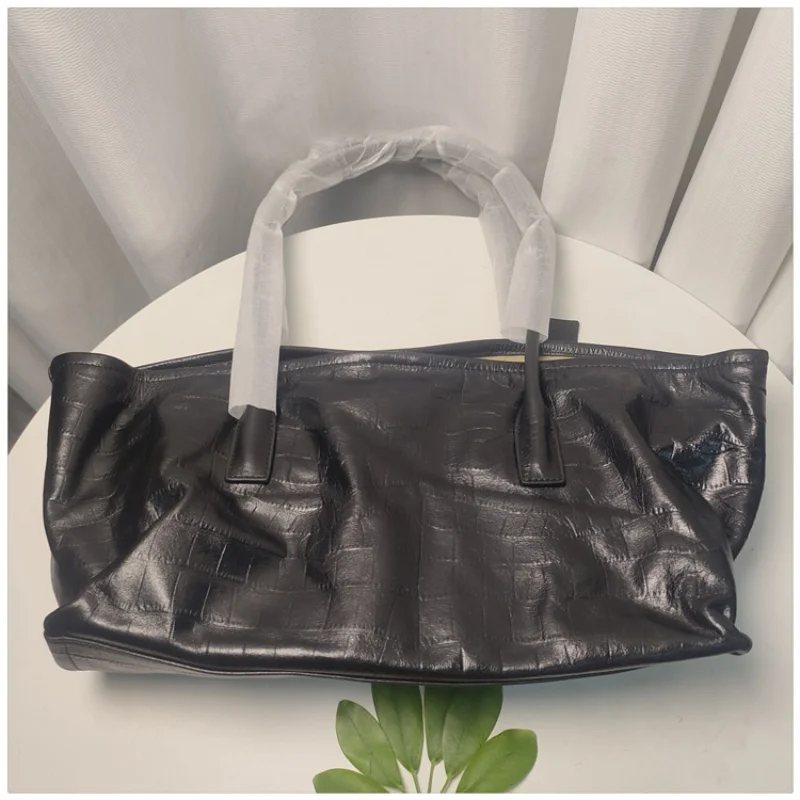 Crocodile Embossed Genuine Leather Tote Bag Large Capacity Shoulder Handbag Soft Cowhide Purse Stylish Work Shopping Commute Bag