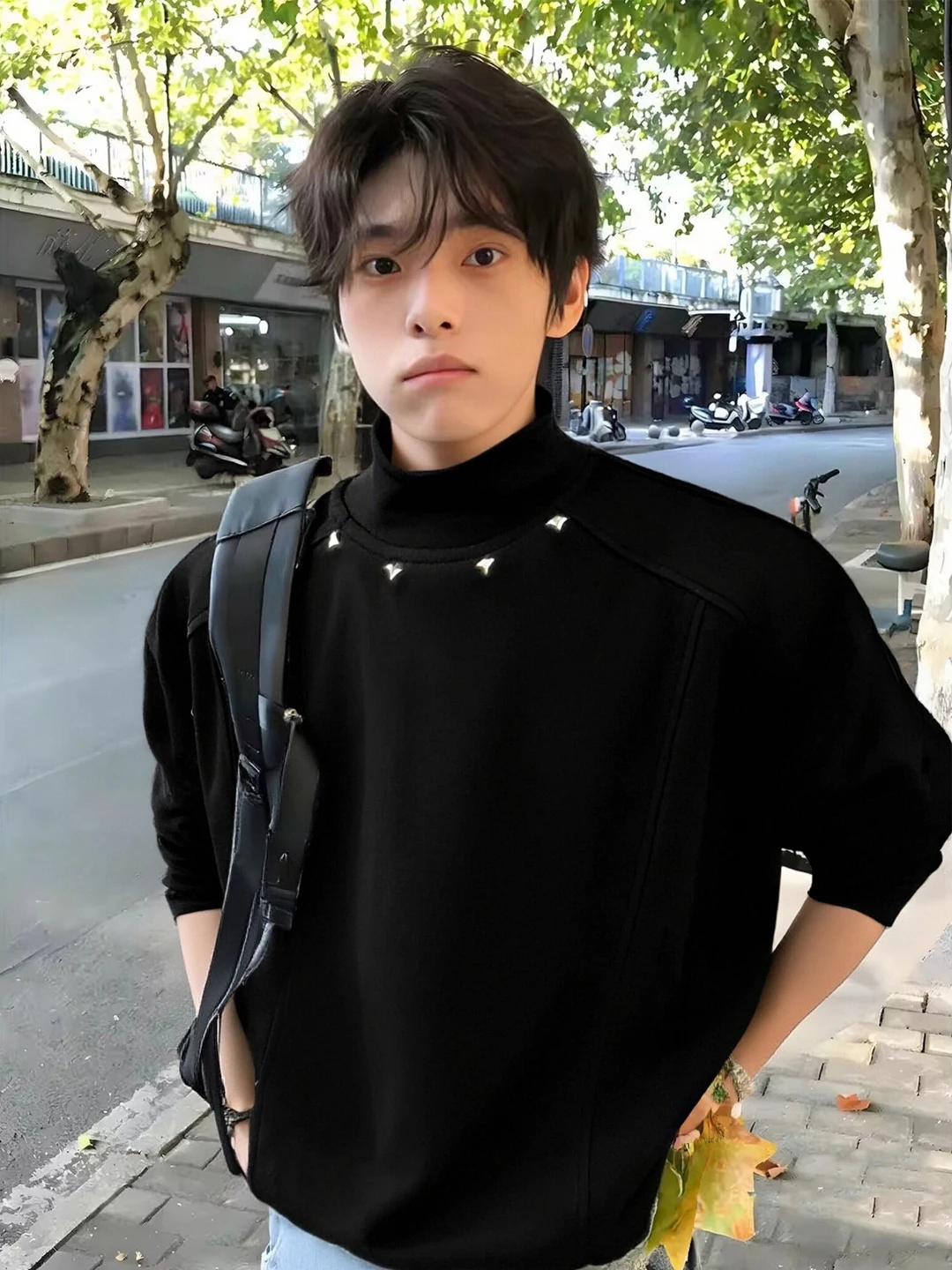 

Мужская футболка с длинным рукавом и высоким воротником Bla Fce Lined, мягкая, удобная, свободного кроя, в американском повседневном стиле, для ношения под одеждой.