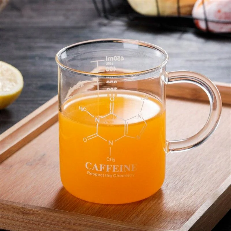 Taza de doble pared de 450ml, vaso de vidrio, leche, desayuno, café, resistente al taza de alta temperatura, taza medidora con escala