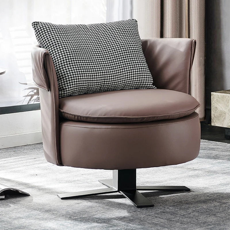 

For Wholesale Modern Luxury Leather Living Room Leisure Chair Home Furniture Hotel Use Italian Style Swivel Chair*