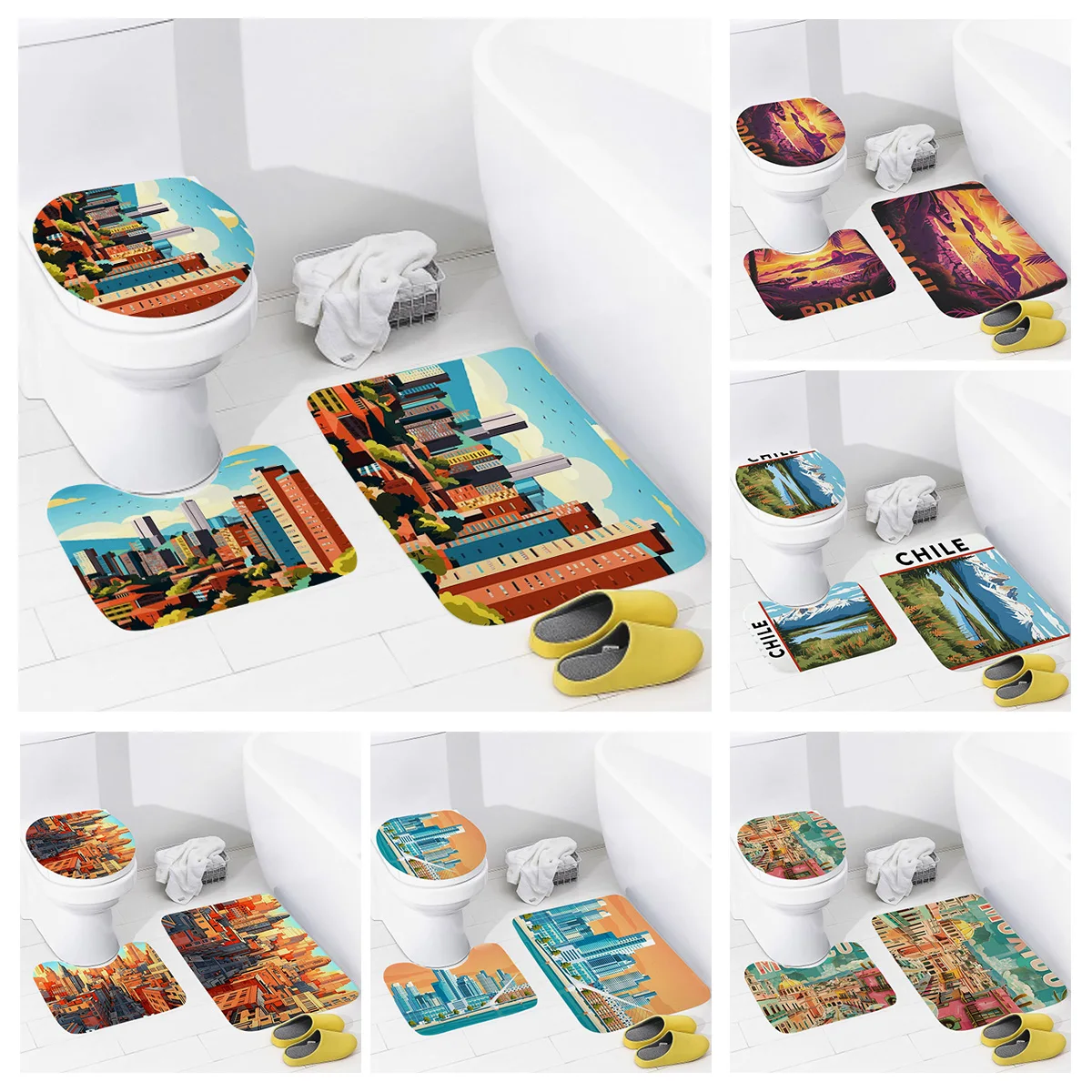 

Household Bathroom Floor Mat American Retro Style Bath Foot Mat Toilet Accessories Toilet Mat Bathtub Non-slip Carpet