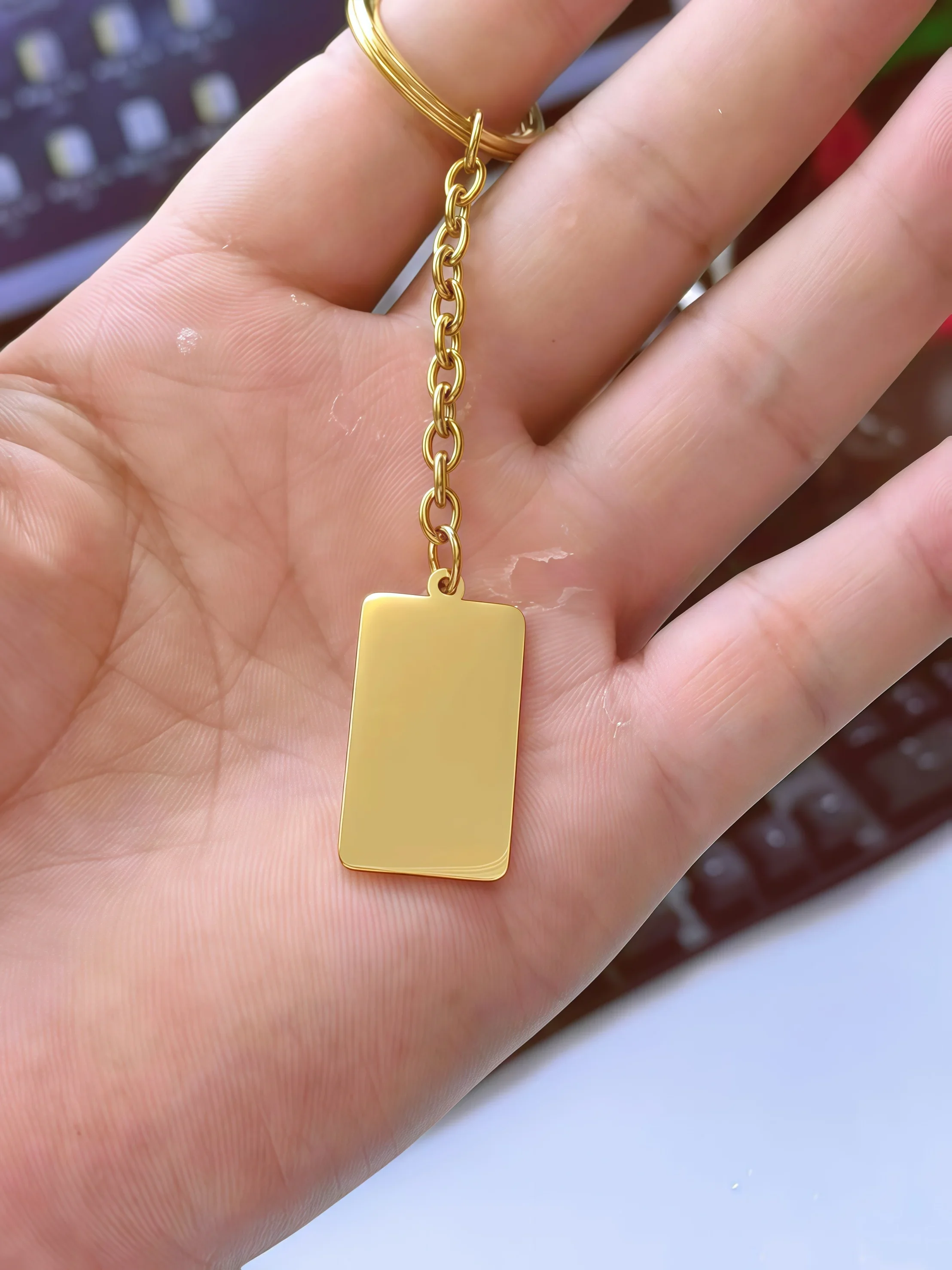 Mirror Polished Stainless Steel Keychain Blanks Customizable 16.5x28mm Tag Size for Dog Tags Luggage Promotional Gifts