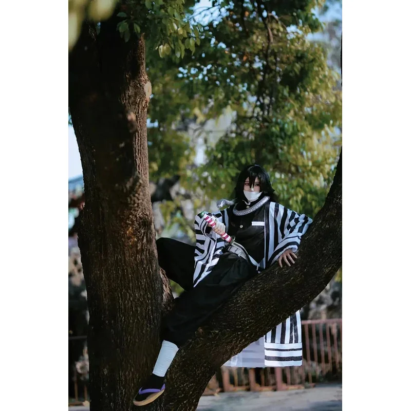 Costume de Cosplay Anime Demon Slayer Kimetsu No Yaiba Iguro Obanai Haori, perruque Kimono, ensemble d'accessoires serpent blanc, uniforme de fête de carnaval