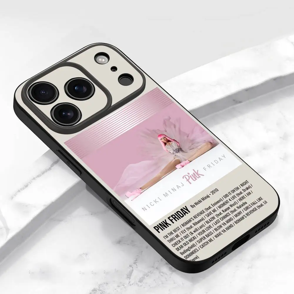 حافظة هاتف N-Nicki Minaj Pink Friday 2 Queen لهاتف iPhone 17,16,15,14,13,12,11,Pro,Max,Plus,E,Air,Mini غطاء أسود واقٍ #4