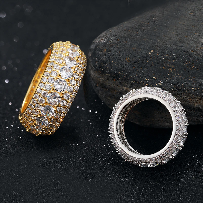 Imagem -04 - Hip Hop Rock Bling Moissanite Anéis para Homem Hip Hop Jóias Prata Esterlina 925 Anéis de Luxo 10 mm