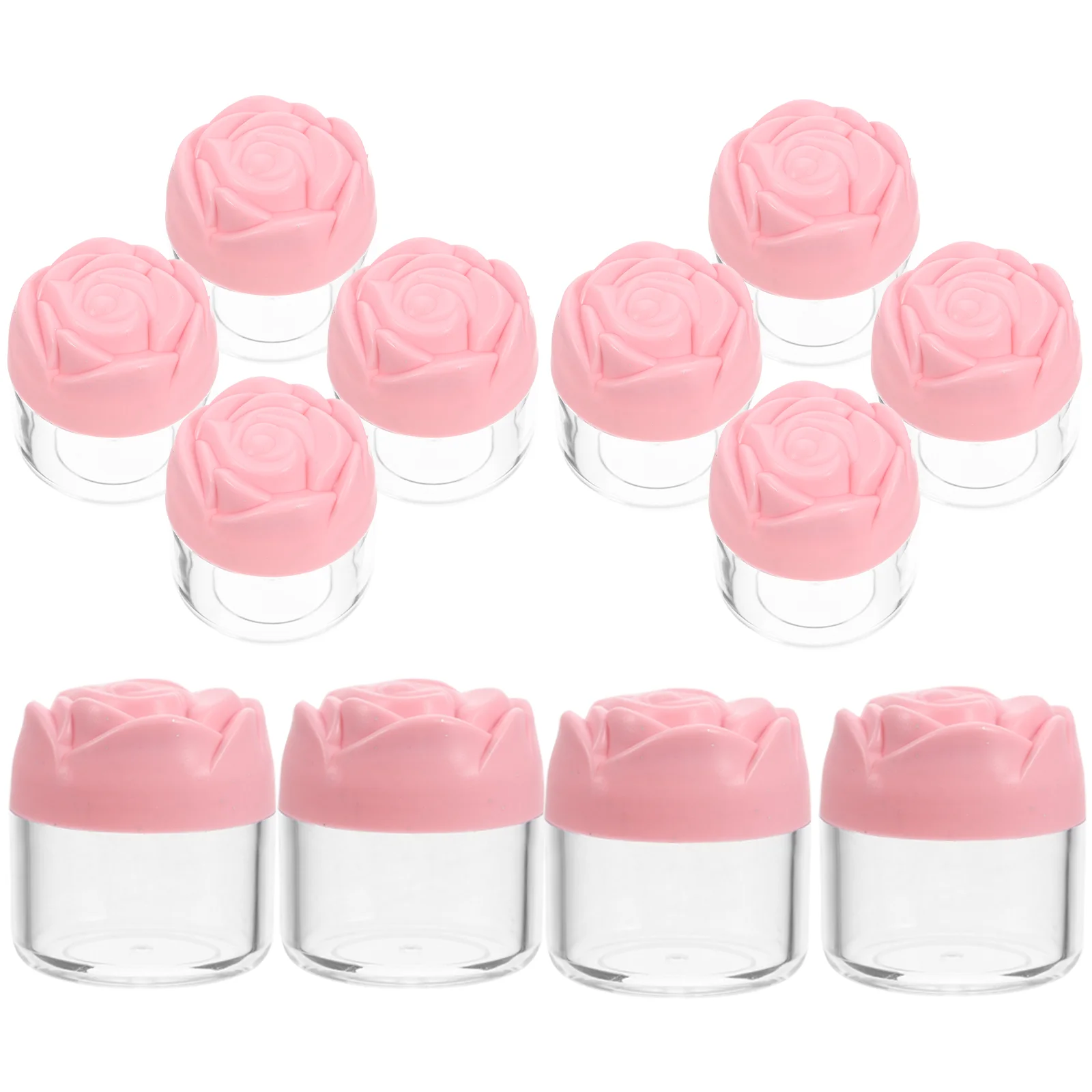 

12 Pcs Facial Cream Jars Bottled Skincare Products Small Transparent Travel Can Pink