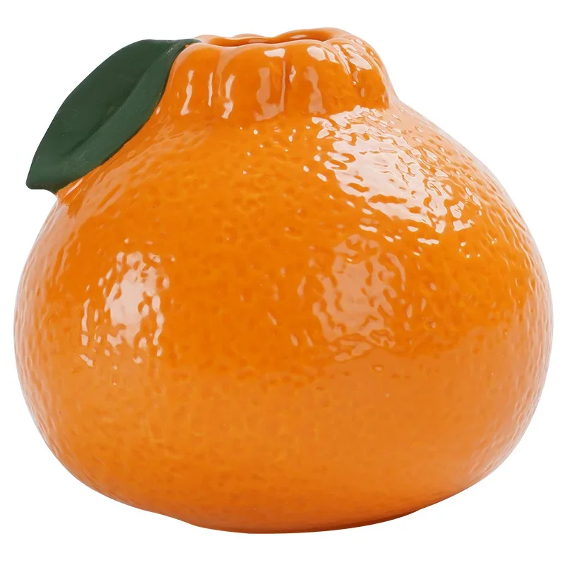 

Ceramic simulation orange vase water raising green basket hydroponic flower pot