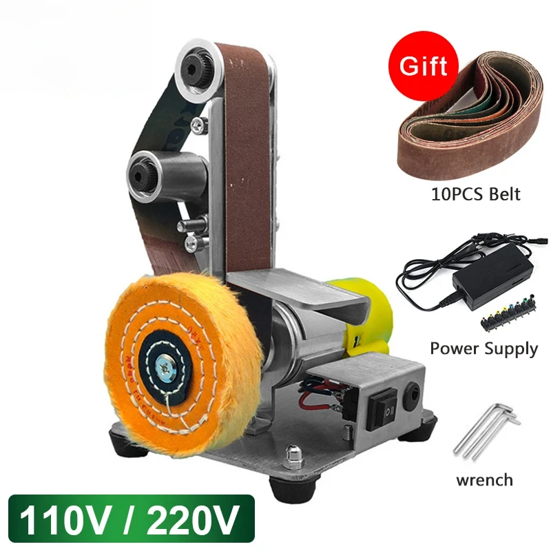 Multifunctional Desktop Vertical Mini Electric Abrasive Belt Sandpaper Polishing Machine DIY Angle Grinder Sharpening Machine