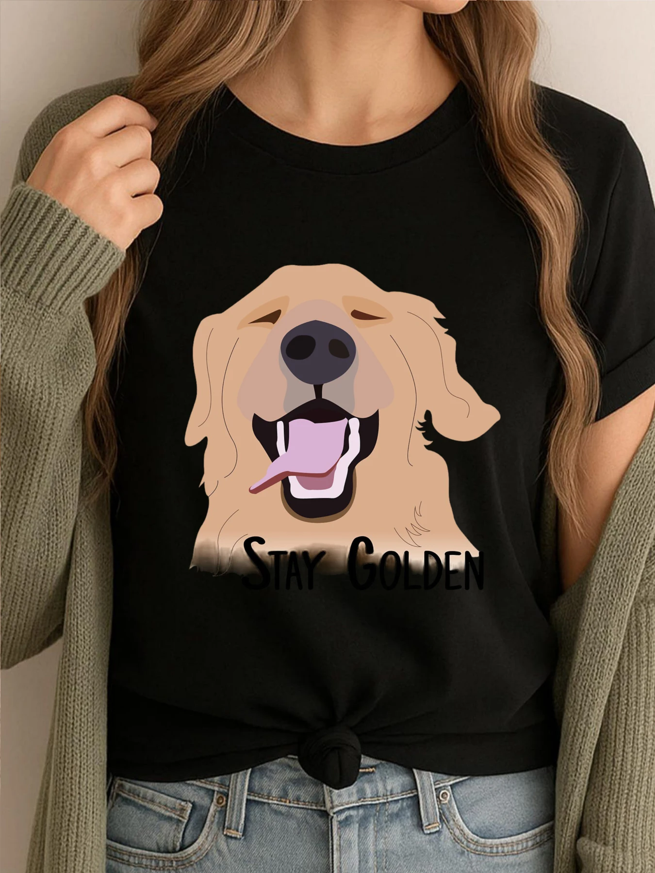 

Мужская одежда Stay Golden Retriever 2025, удобные футболки с рисунком Camiseta Masculina, мужские футболки с принтом животных Kawaii