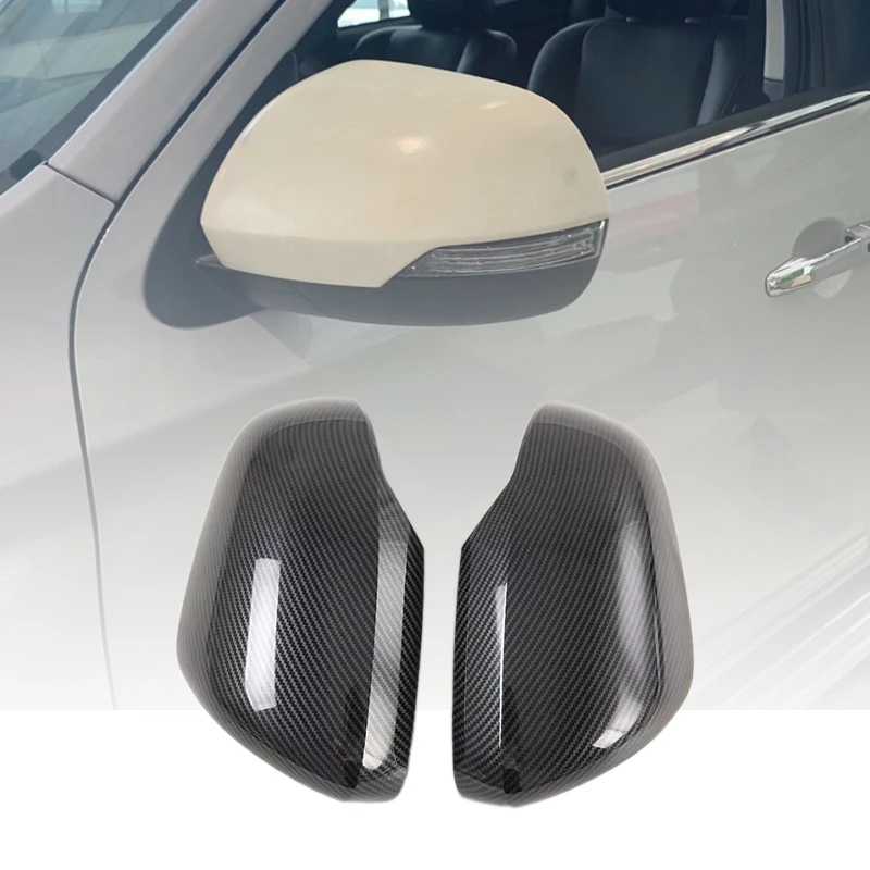 for Mitsubishi Pajero Sport 2020 2PCS Carbon Fiber ABS Car Side Door Rearview Mirror Cover Trim Moldings