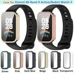 PC +Tempered Glass Case for Xiaomi Mi Band 9 Active Smartwatch Band Screen Protector Cover Bumper Shell for Redmi Band 3 Accesso