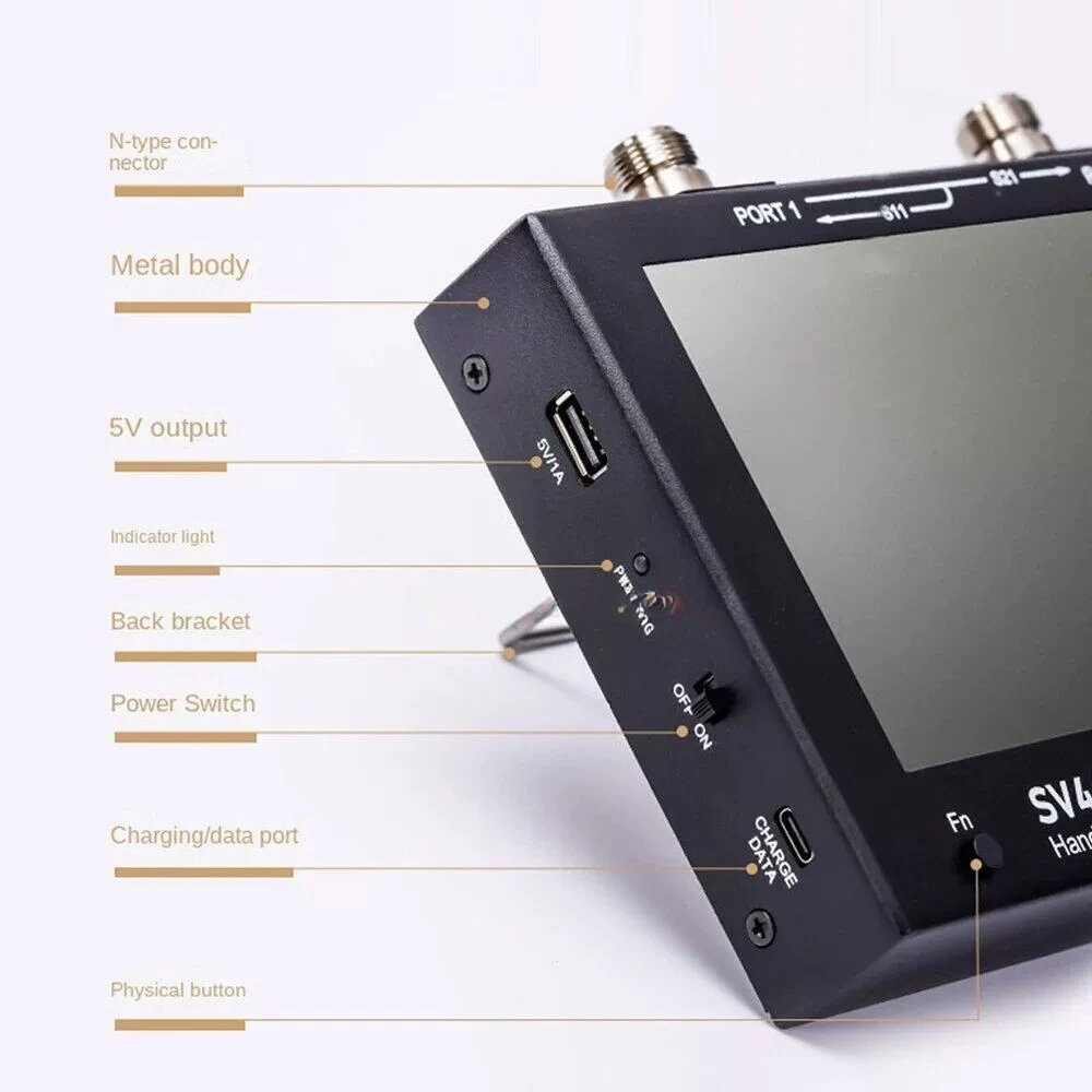 Portable RF Vector Network Analyzer 7 Inch Display 50KHz‑4.4GHz 100dB Dynamic Range for Antenna Circuit Test