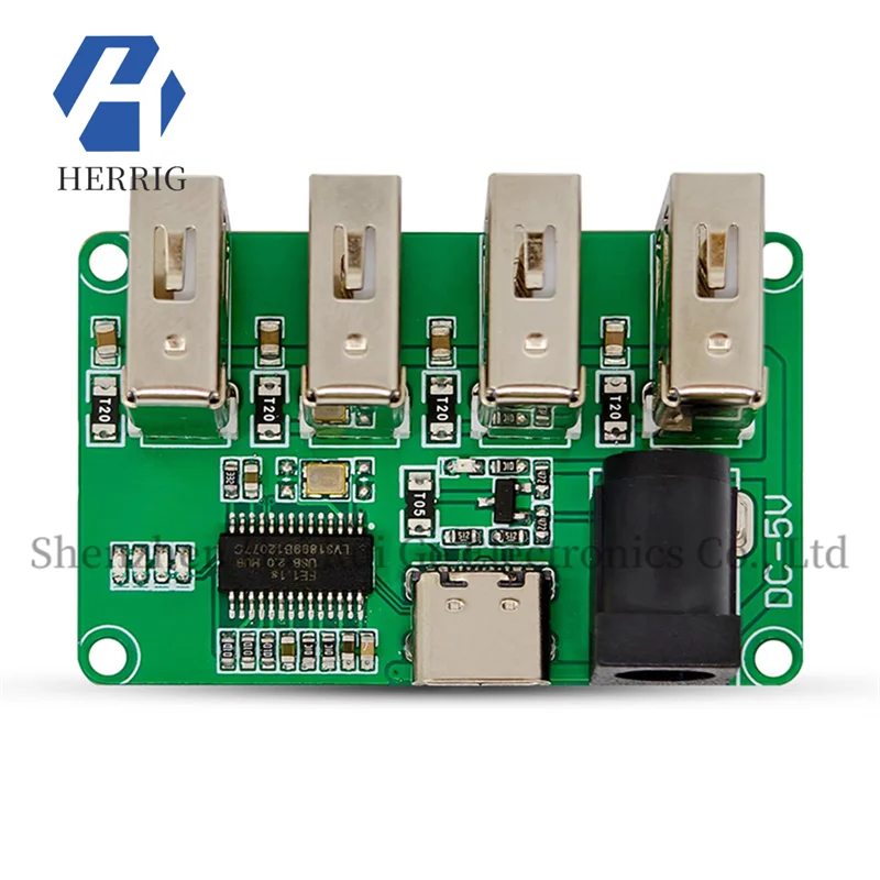 

DC 5V USB2.0 Hub Module, HUB Module, 1 to 4 Splitters, Input Type C Interface