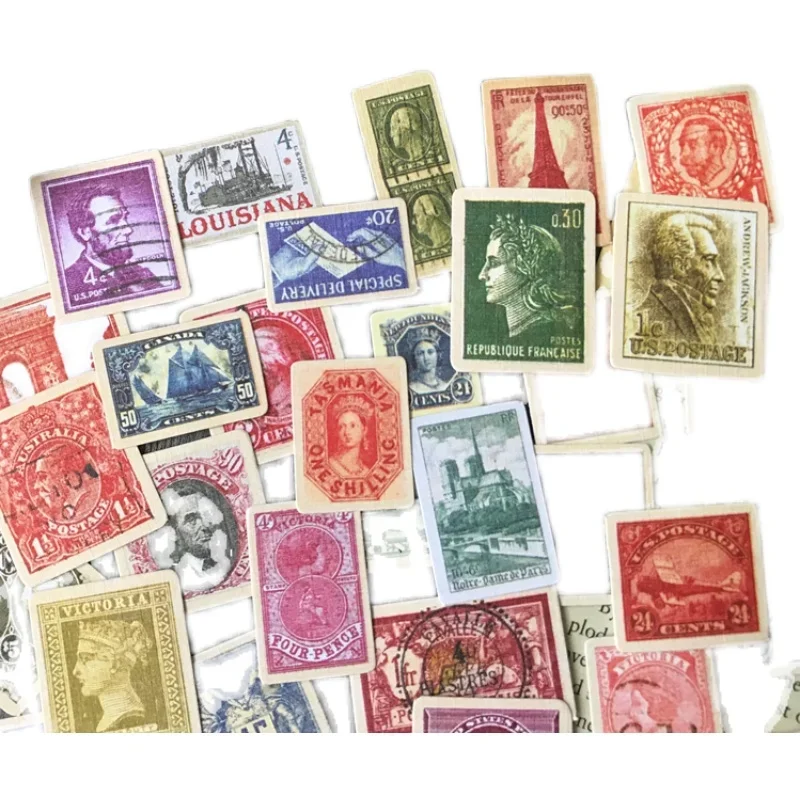 36Pcs Tim Holtz Style Old Stamp Junk Journal Ephemera Craft Paper Vintage Stamp DIY Album Diary Scrapbooking Material Supplies