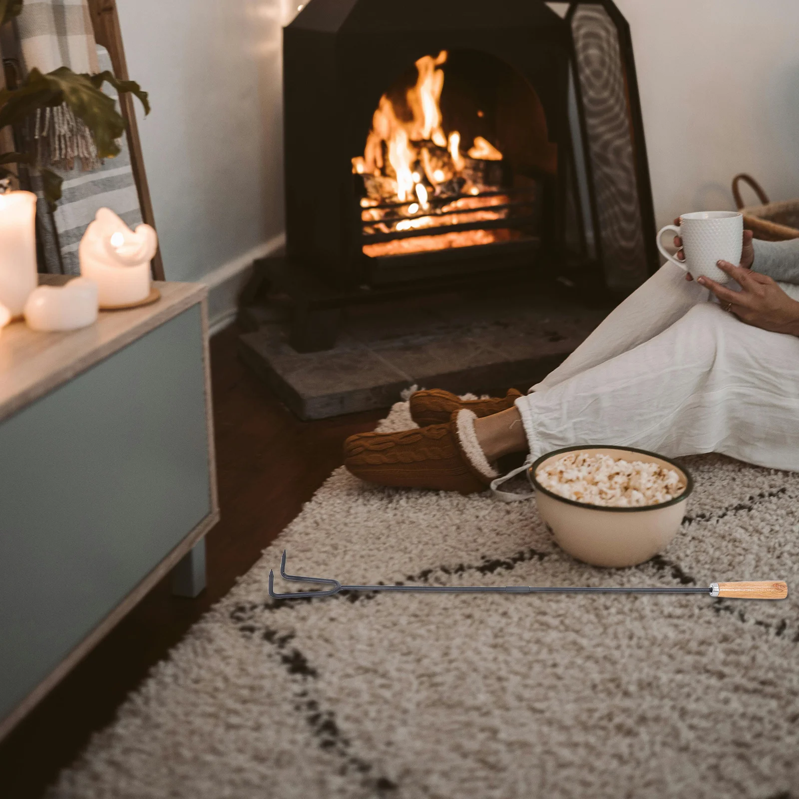 

Fire Pit Heavy Duty Wooden Handle Fireplace Tool For Camping Wood Stove Indoor Outdoor Use Bbq Fire Pit Poker Portable Campfire