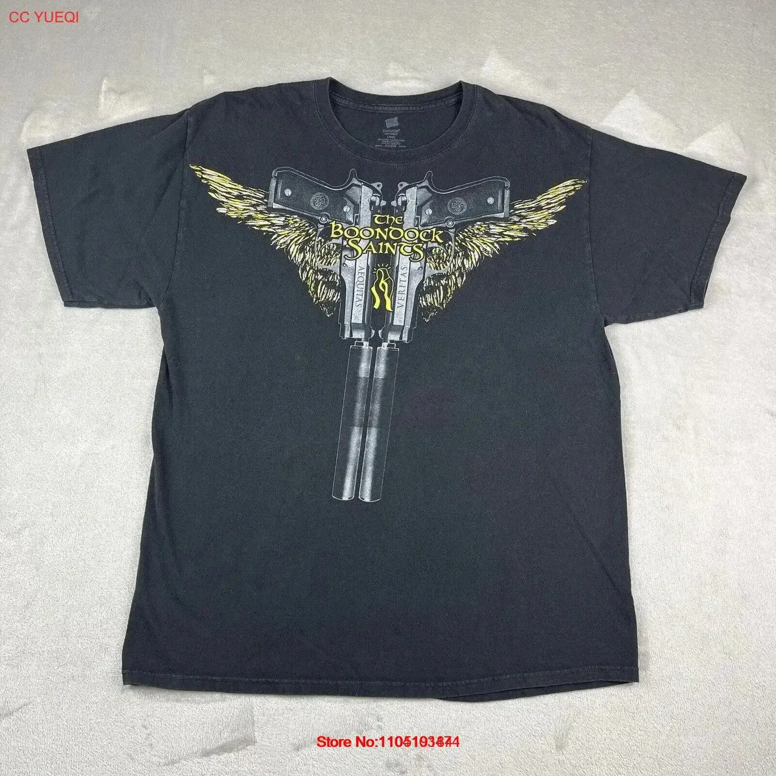 Vintage Y2K The Boondock Saints Movie Promo T Shirt Mens Large Black Pistols vintage Washed Versatile Comfortable graphic