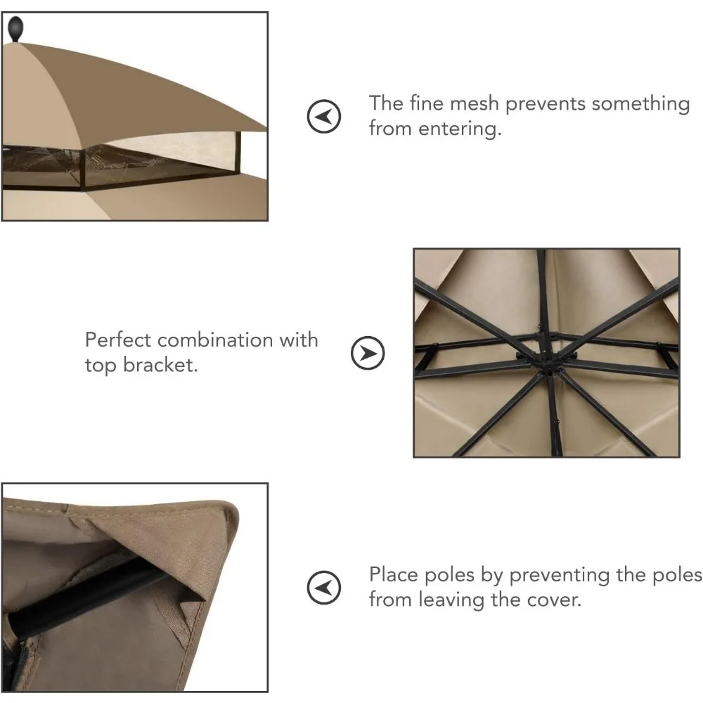 Imagem -03 - Parte Superior do Dossel de Reposição Mastercanopy para Lowes Allen Roth 10x12 Gazebo Gf12s004b-1 Bege