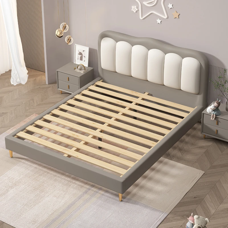 Lits Simples Modernes en Bois Massif pour Enfants, Sacoche Souple, Meubles de Chambre à Coucher, pour Garçons, QF50TC