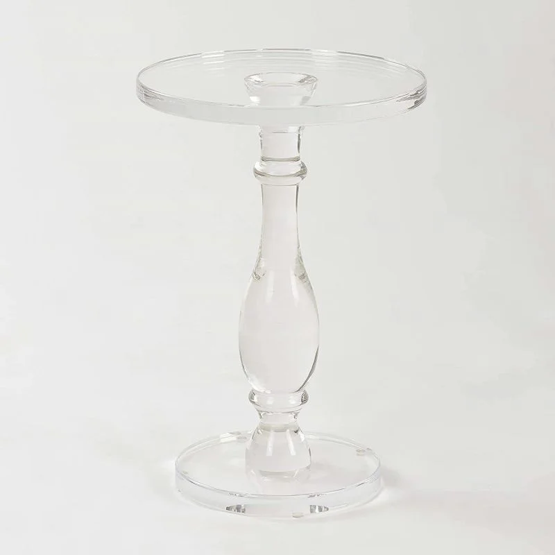 custom.Acrylic Side Table Modern Nightstand With Round Top and Solid Post Living Room Bedroom and Lobby