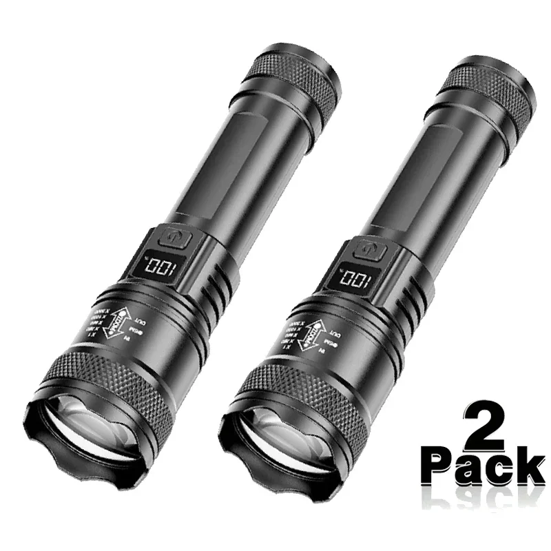 Ultrahelle LED-Taschenlampe, 1500 lm, Typ C, wiederaufladbar, mit großer Reichweite, Zoom, taktische Taschenlampe, für den Außenbereich, Notfall, Camping, Angeln, Laterne