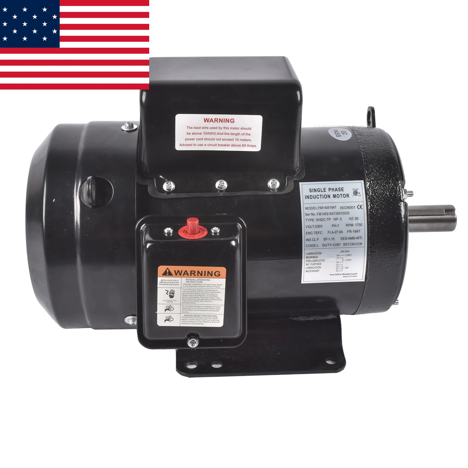 

AP03 NEW 5 HP Farm Duty Single Phase Electric Motor 1800 RPM Frame TEFC 208/230 Volt