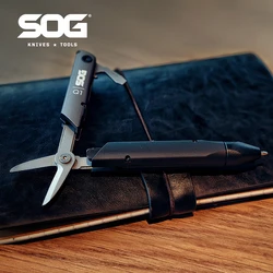 SOG BATON Q1 Tactical Mini Multi-Tool Pen Folding Scissors And 4 Utility Tools Portable EDC Multitool Pocket Foldable Tool Kit