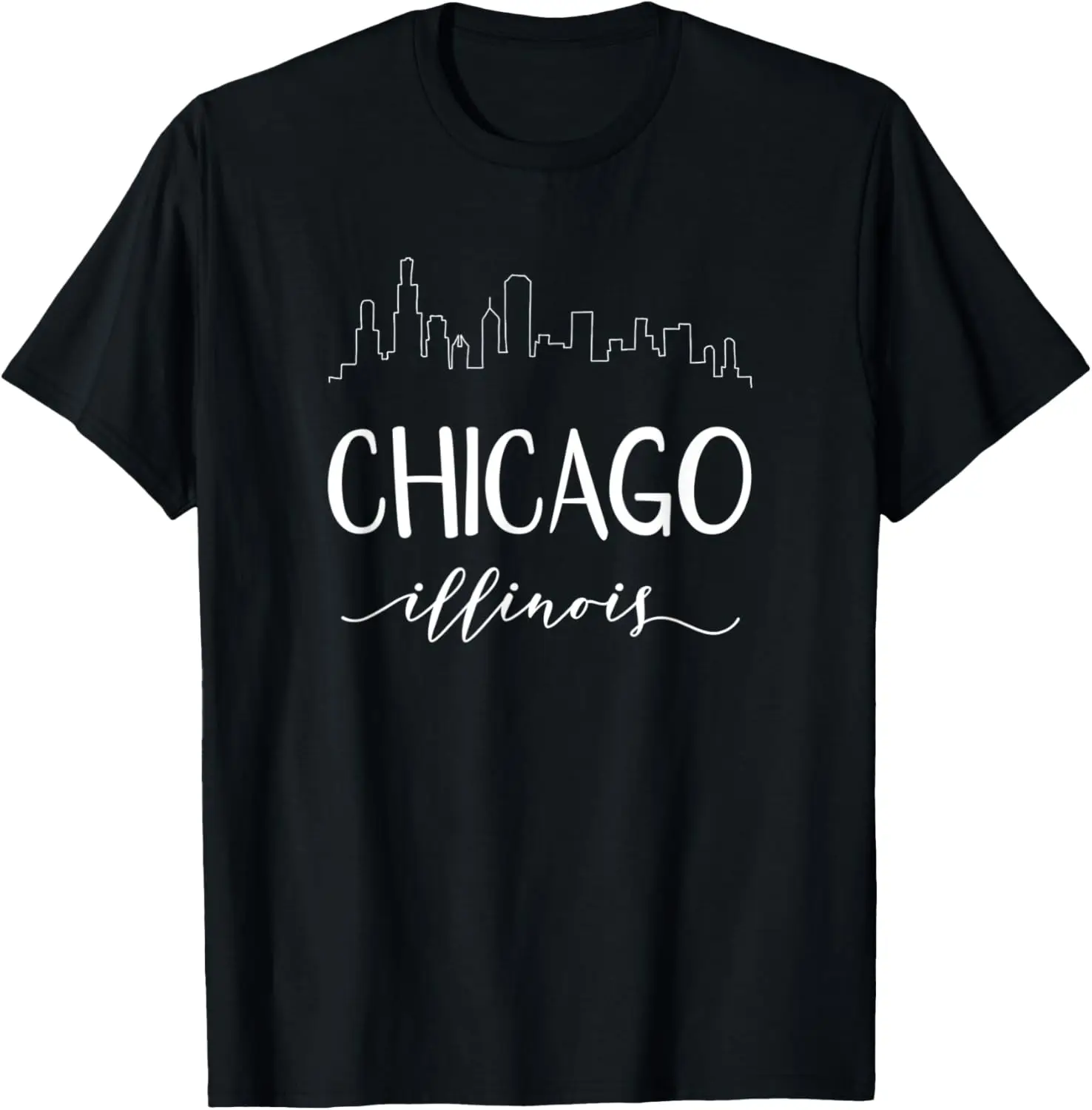 Downtown Chicago Illinois City Skyline Calligraphy T-Shirt