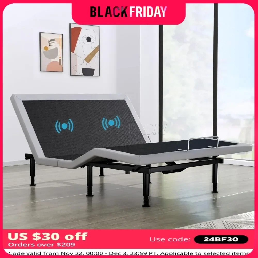 Electric Adjustable Bed Frame, Massage & Wireless Remote, Ergonomic Upholstered , Lift Motor, Full Size,Adjustable Bed Frame