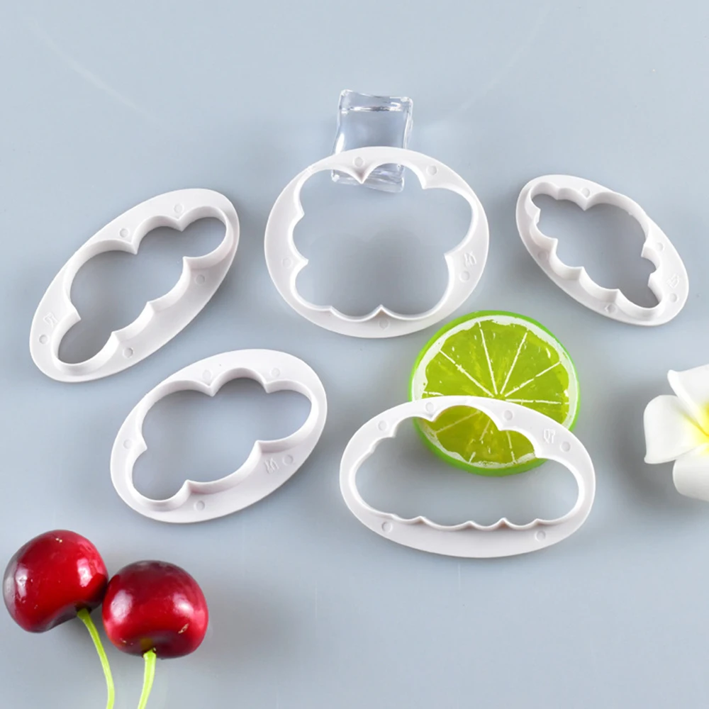 5 PCS/Set Cloud Cookie Cutter Molds 3D Printed Fondant Cookie Cutter Biscuit Mold for Cake Decorating Tools