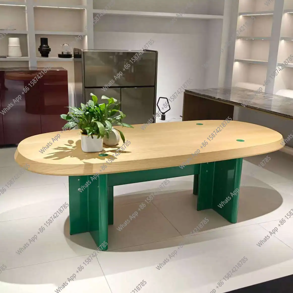 

Medieval style modern minimalist design oval rectangular dining table French home living room reception table fashion