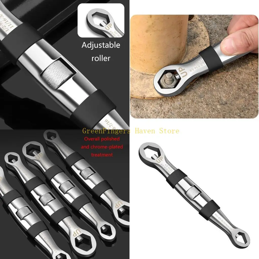 

F68D Torx Wrench Double Adjustable Universal Pocket Wrench 23-IN-1 Flexible Type Multi Functional 1/4-inch to 3/4-inch 7mm