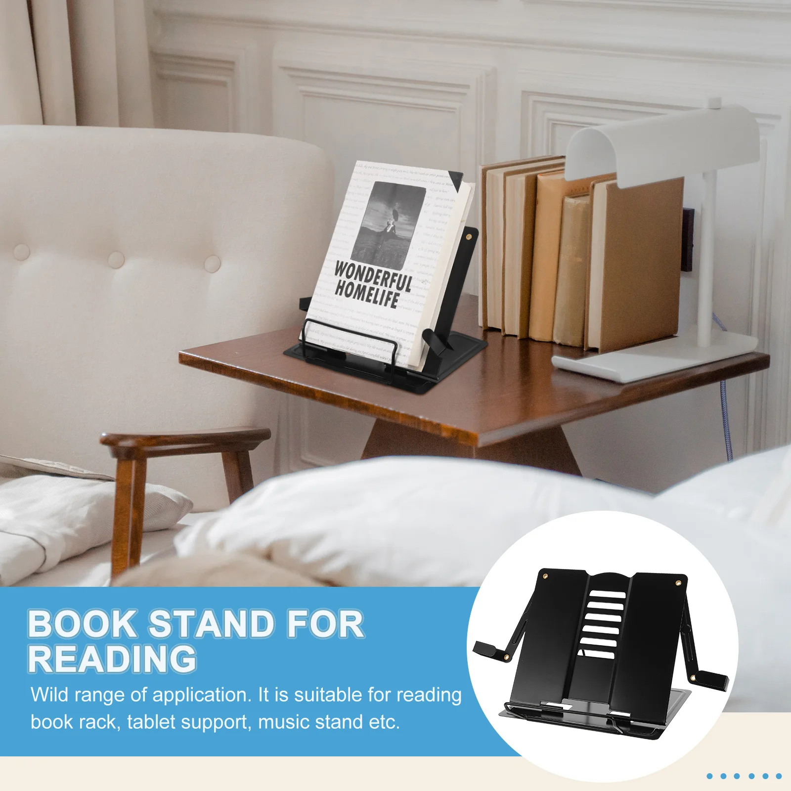 

Adjustable Book Stand Desktop Reading Stand Reading Book Rest Laptop Iron Rack for Home Office Classroom Library Use