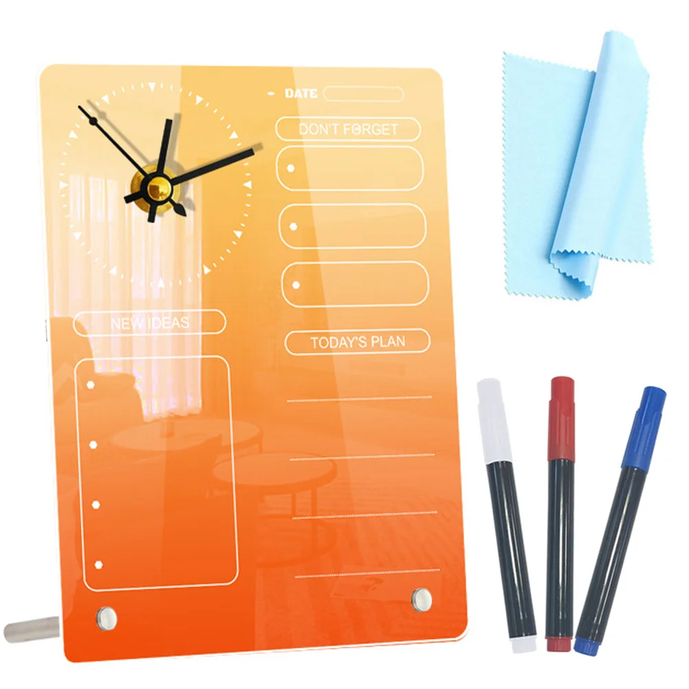 مجموعة واحدة من لوحة مذكرة أكريليك مع لوحة مخططة لسطح المكتب متعددة الوظائف على مدار الساعة لإدارة الوقت في المكتب والمنزل وطاولة المسح الجاف #5